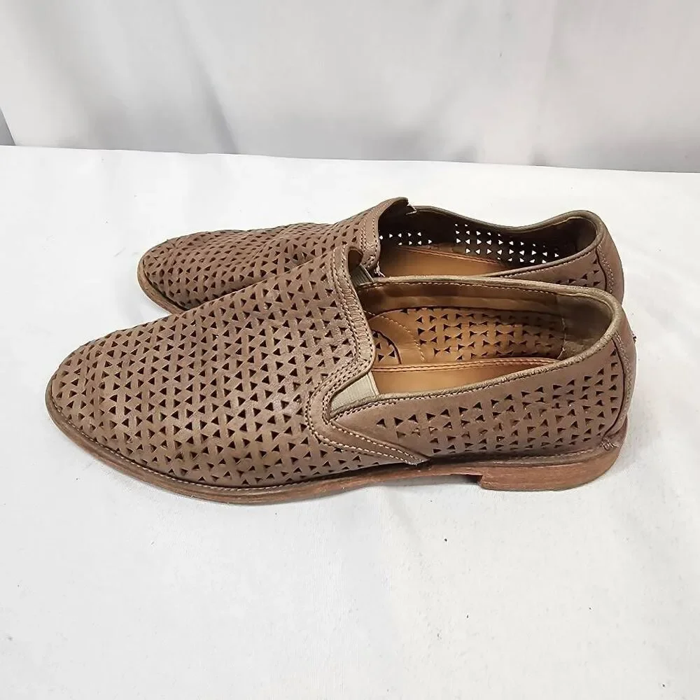 Trask Ali Perforated Loafer Gold Metallic Suede Women's 10 Comfort